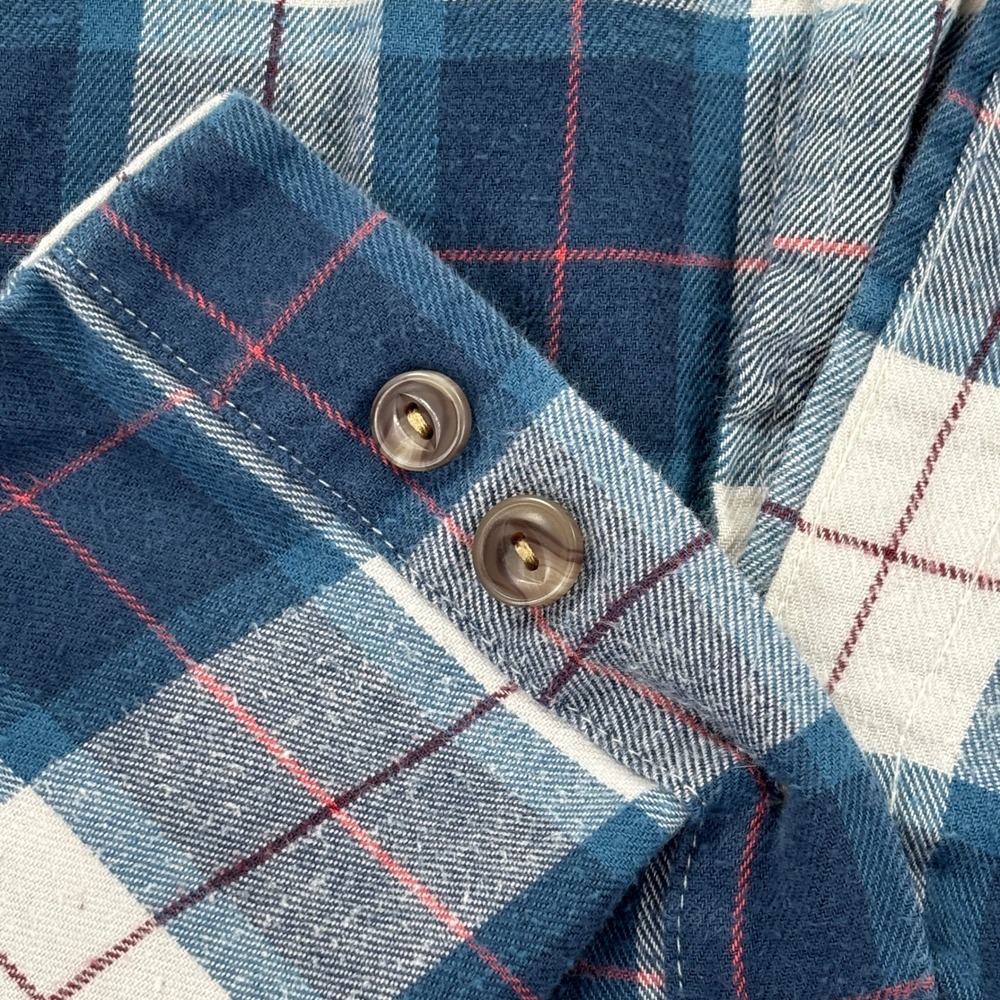Patagonia Mens XL Organic Cotton Plaid Button Down Flannel Shirt Blue White - Picture 3 of 7